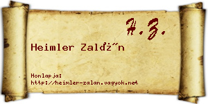 Heimler Zalán névjegykártya